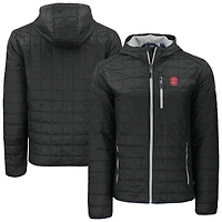 Men's Cutter & Buck  Black NC State Wolfpack Rainier Eco PrimaLoft Hooded Full-Zip Jacket