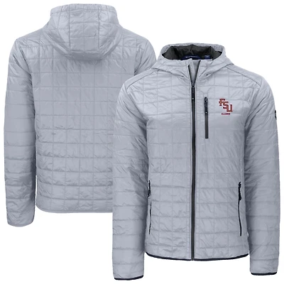 Men's Cutter & Buck Gray Florida State Seminoles Rainier Eco PrimaLoft Hooded Full-Zip Jacket