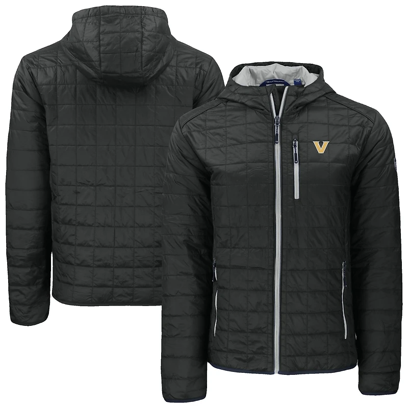 Men's Cutter & Buck  Black Vanderbilt Commodores Rainier Eco PrimaLoft Hooded Full-Zip Jacket