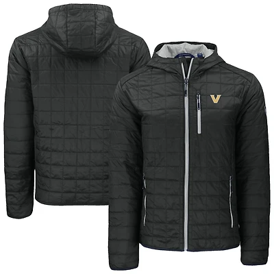 Men's Cutter & Buck  Black Vanderbilt Commodores Rainier Eco PrimaLoft Hooded Full-Zip Jacket