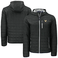 Men's Cutter & Buck  Black Vanderbilt Commodores Rainier Eco PrimaLoft Hooded Full-Zip Jacket