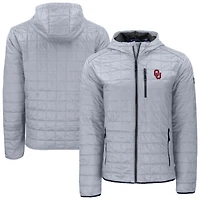 Men's Cutter & Buck  Gray Oklahoma Sooners Rainier Eco PrimaLoft Hooded Full-Zip Jacket