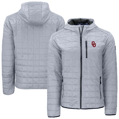 Men's Cutter & Buck Gray Oklahoma Sooners Rainier Eco PrimaLoft Hooded Full-Zip Jacket