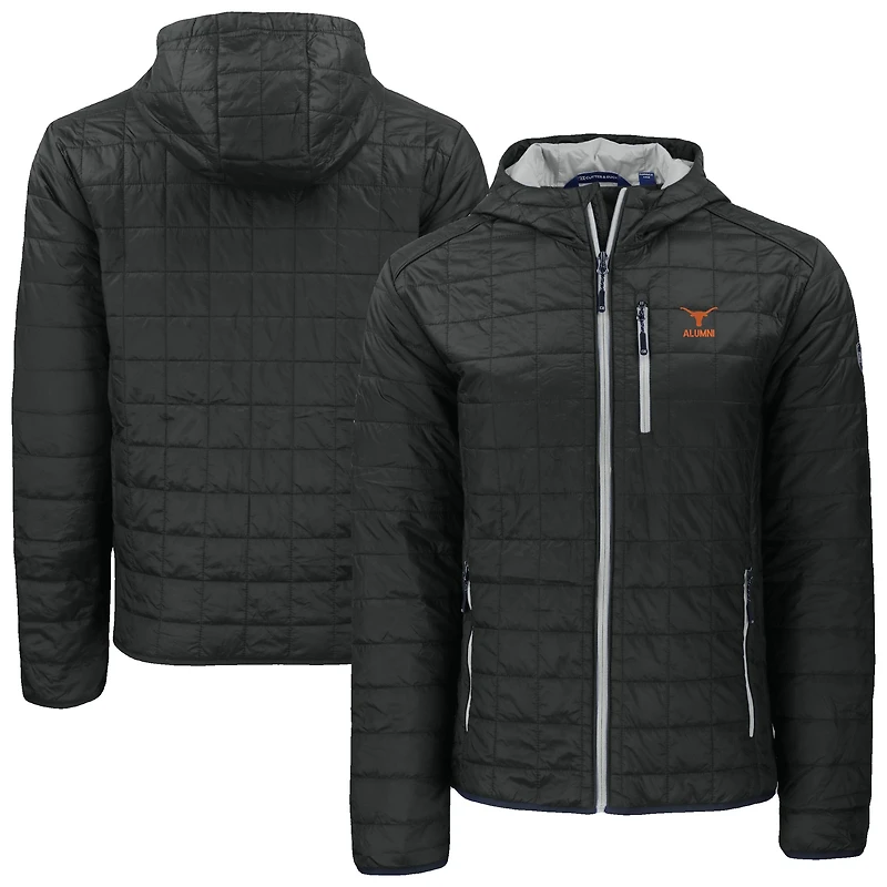 Men's Cutter & Buck  Black Texas Longhorns Rainier Eco PrimaLoft Hooded Full-Zip Jacket