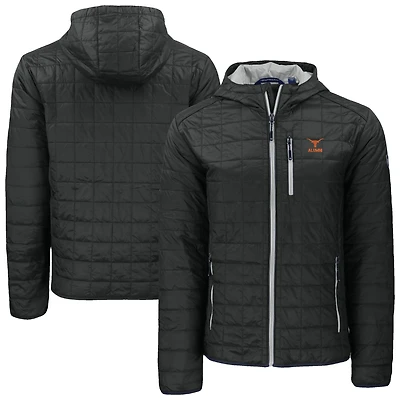 Men's Cutter & Buck  Black Texas Longhorns Rainier Eco PrimaLoft Hooded Full-Zip Jacket