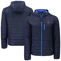 Men's Cutter & Buck  Navy Texas Longhorns Rainier Eco PrimaLoft Hooded Full-Zip Jacket