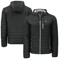 Men's Cutter & Buck  Black Rutgers Scarlet Knights Rainier Eco PrimaLoft Hooded Full-Zip Jacket