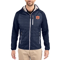 Men's Cutter & Buck Navy Auburn Tigers Rainier Eco Hybrid PrimaLoft Raglan Full-Zip Jacket