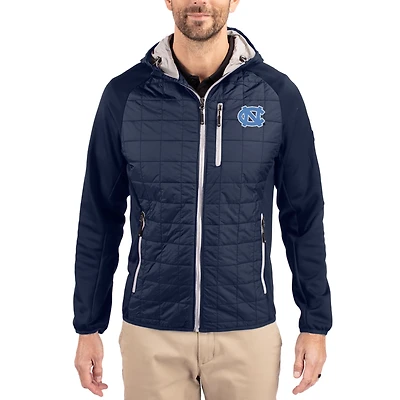 Men's Cutter & Buck Navy North Carolina Tar Heels Rainier Eco Hybrid PrimaLoft Raglan Full-Zip Jacket
