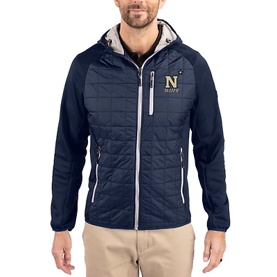 Men's Cutter & Buck  Navy Navy Midshipmen Rainier Eco Hybrid PrimaLoft Raglan Full-Zip Jacket