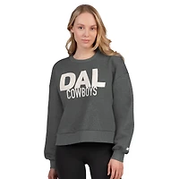 Women's Starter  Heather Gray Dallas Cowboys Show Up Cropped Fleece Pullover Sweatshirt