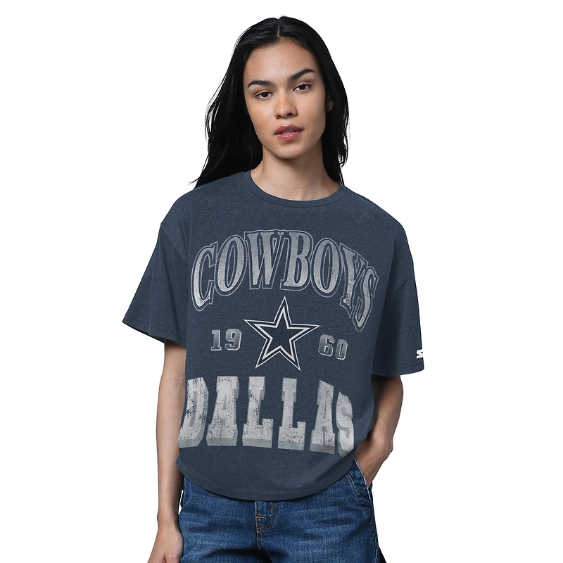 Women's Starter Heather Navy Dallas Cowboys Oversized Hall of Fame T-Shirt