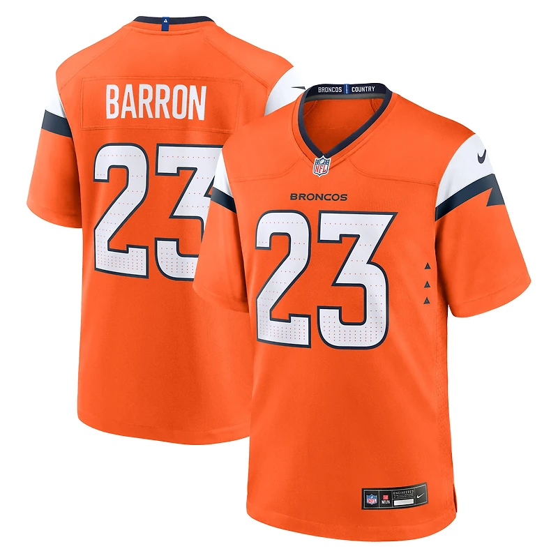 Men's Nike Jahdae Barron Orange Denver Broncos Game Player Jersey