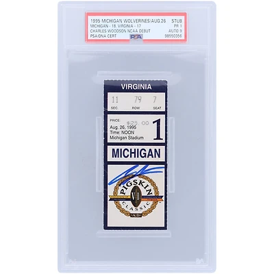 Charles Woodson Michigan Wolverines Autographed NCAA Debut PSA Authenticated 1/9 Ticket from August 26, 1995