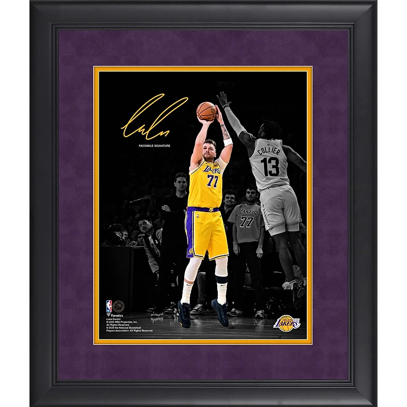 Luka Dončić Los Angeles Lakers Facsimile Signature Framed 11" x 14" Spotlight Photograph