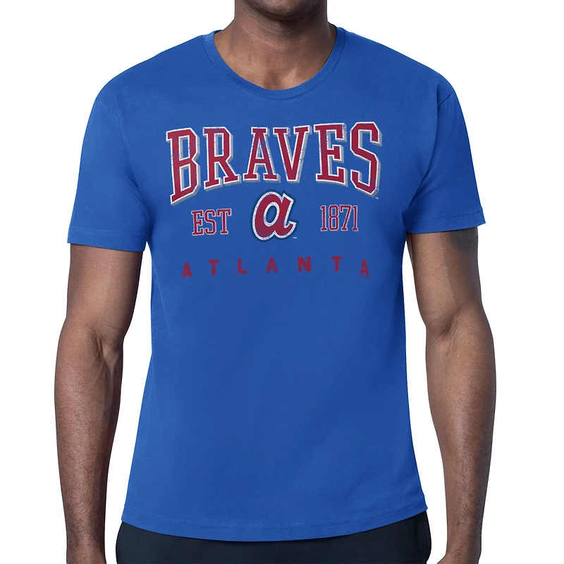 Men's Starter  Royal Atlanta Braves Distressed Logo T-Shirt