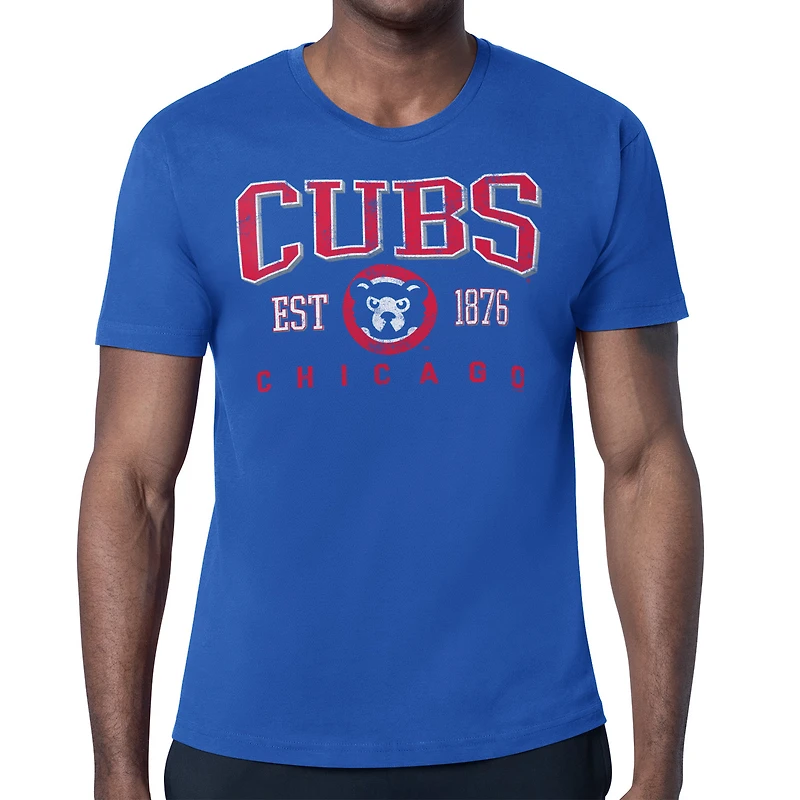 Men's Starter  Royal Chicago Cubs Distressed Logo T-Shirt