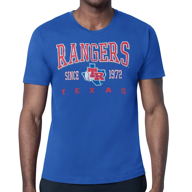 Men's Starter  Royal Texas Rangers Distressed Logo T-Shirt