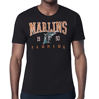 Men's Starter  Black Florida Marlins Cooperstown Collection Distressed Logo T-Shirt