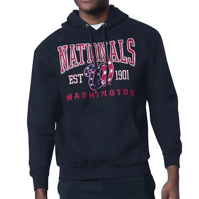 Men's Starter Navy Washington Nationals Distressed Fleece Pullover Hoodie