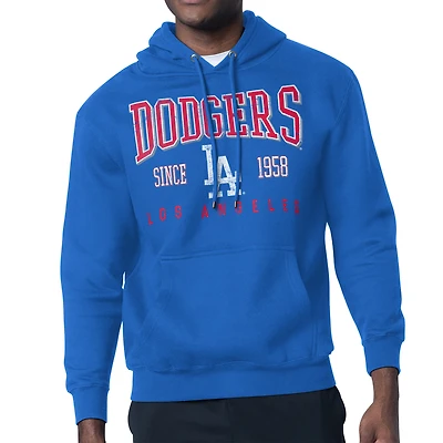 Men's Starter  Royal Los Angeles Dodgers Distressed Fleece Pullover Hoodie