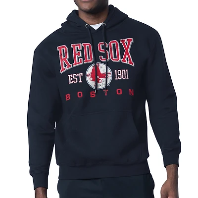 Men's Starter Navy Boston Red Sox Distressed Fleece Pullover Hoodie