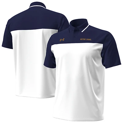 Men's Under Armour White/Navy Notre Dame Fighting Irish Green Blocked Polo