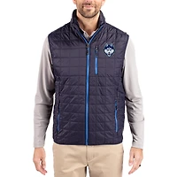 Men's Cutter & Buck  Navy UConn Huskies Rainier Eco Insulated PrimaLoft Full-Zip Puffer Vest