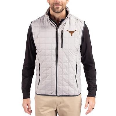 Men's Cutter & Buck  Gray Texas Longhorns Rainier Eco Insulated PrimaLoft Full-Zip Puffer Vest