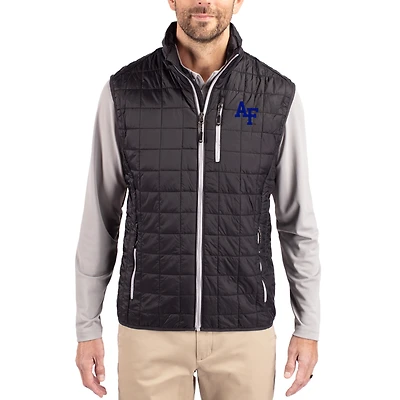 Men's Cutter & Buck  Black Air Force Falcons Rainier Eco Insulated PrimaLoft Full-Zip Puffer Vest