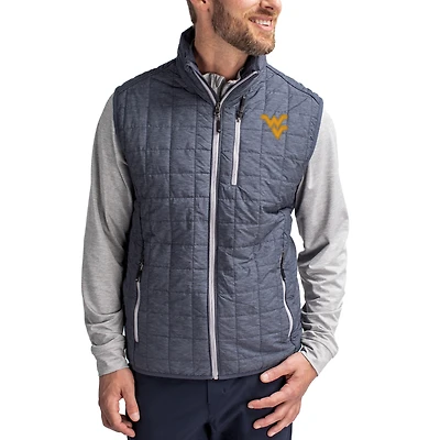 Men's Cutter & Buck  Anthracite West Virginia Mountaineers Rainier Eco Insulated PrimaLoft Full-Zip Puffer Vest