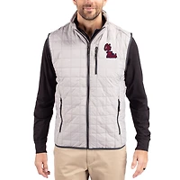 Men's Cutter & Buck  Gray Ole Miss Rebels Rainier Eco Insulated PrimaLoft Full-Zip Puffer Vest