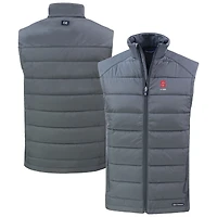 Men's Cutter & Buck Gray NC State Wolfpack Evoke Hybrid Eco Softshell Recycled Full-Zip Vest