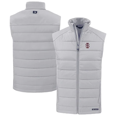 Men's Cutter & Buck Gray Southern Illinois Salukis Evoke Hybrid Eco Softshell Recycled Full-Zip Vest