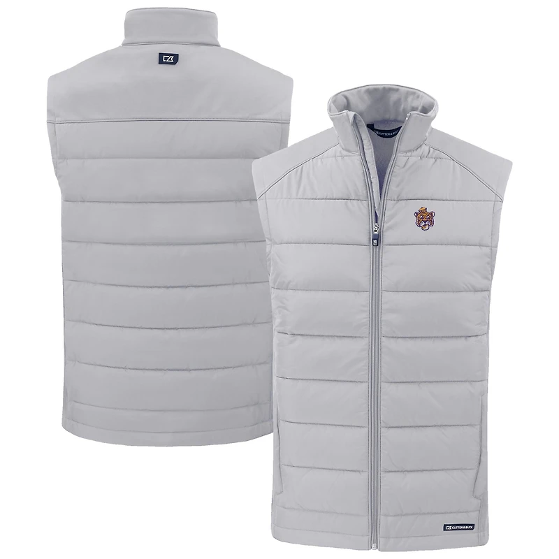 Men's Cutter & Buck LSU Tigers Evoke Hybrid Eco Softshell Recycled Full-Zip Vest