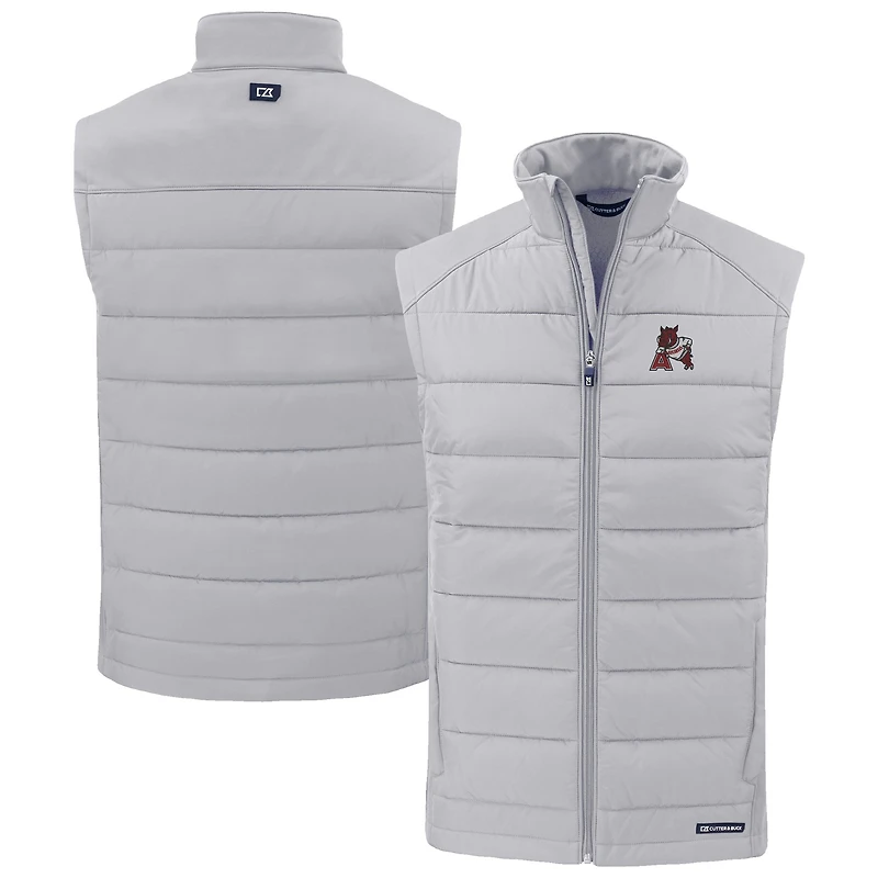 Men's Cutter & Buck Arkansas Razorbacks Evoke Hybrid Eco Softshell Recycled Full-Zip Vest