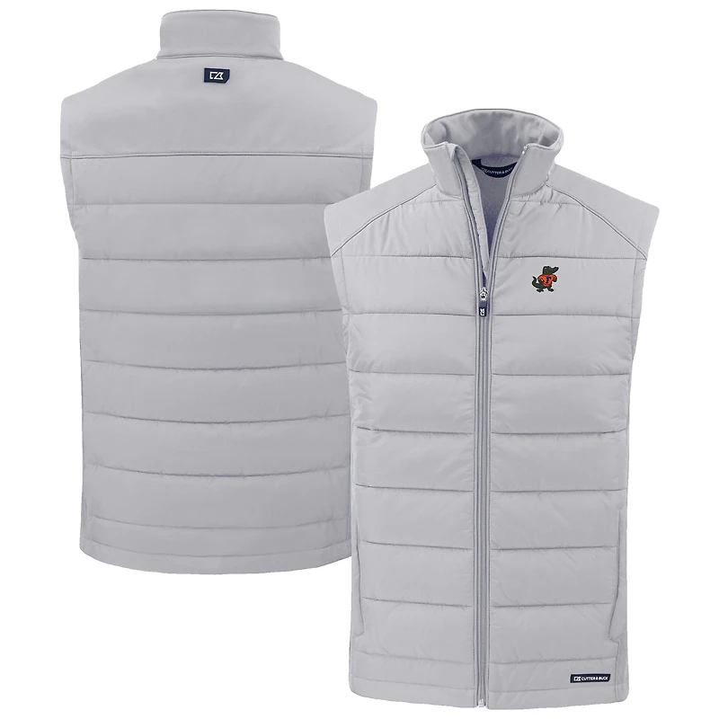 Men's Cutter & Buck Gray Florida Gators Evoke Hybrid Eco Softshell Recycled Full-Zip Vest