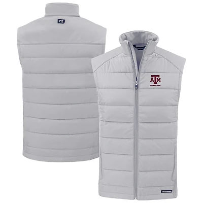 Men's Cutter & Buck Gray Texas A&M Aggies Evoke Hybrid Eco Softshell Recycled Full-Zip Vest