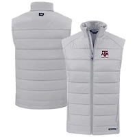 Men's Cutter & Buck Gray Texas A&M Aggies Evoke Hybrid Eco Softshell Recycled Full-Zip Vest