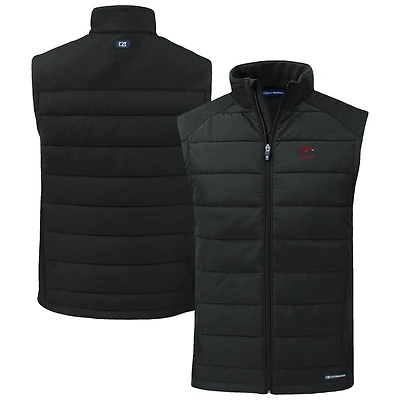 Men's Cutter & Buck Black Arkansas Razorbacks Evoke Hybrid Eco Softshell Recycled Full-Zip Vest