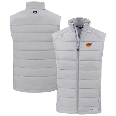 Men's Cutter & Buck Gray Oklahoma State Cowboys Evoke Hybrid Eco Softshell Recycled Full-Zip Vest