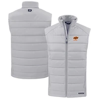 Men's Cutter & Buck Gray Oklahoma State Cowboys Evoke Hybrid Eco Softshell Recycled Full-Zip Vest