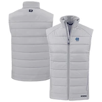 Men's Cutter & Buck Gray North Carolina Tar Heels Evoke Hybrid Eco Softshell Recycled Full-Zip Vest