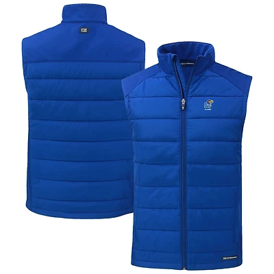 Men's Cutter & Buck Kansas Jayhawks Evoke Hybrid Eco Softshell Recycled Full-Zip Vest