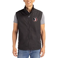 Men's Cutter & Buck Black Florida State Seminoles Charter Eco Recycled Full-Zip Vest