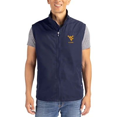 Men's Cutter & Buck Navy West Virginia Mountaineers Charter Eco Recycled Full-Zip Vest