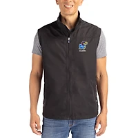 Men's Cutter & Buck Black Kansas Jayhawks Charter Eco Recycled Full-Zip Vest
