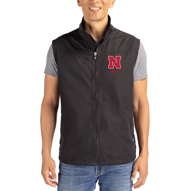Men's Cutter & Buck Black Nebraska Huskers Charter Eco Recycled Full-Zip Vest