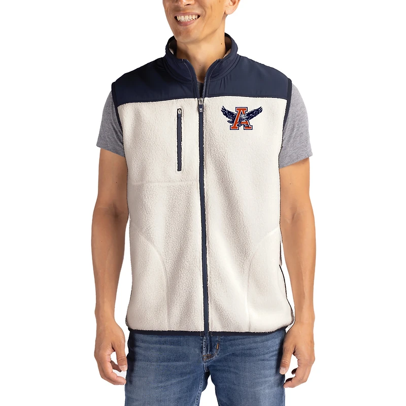 Men's Cutter & Buck Oatmeal Auburn Tigers Cascade Eco Fleece Full-Zip Vest