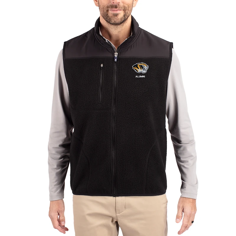 Men's Cutter & Buck Black Missouri Tigers Cascade Eco Fleece Full-Zip Vest